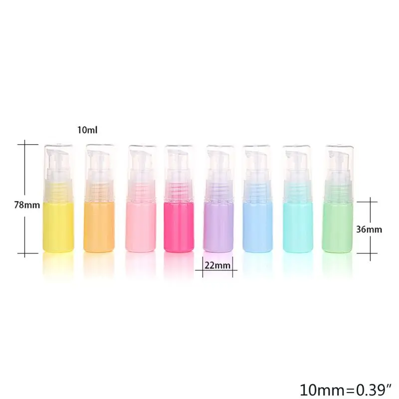 8 шт. 10 мл разноцветные многоразовые Пустые бутылки макарон, косметический крем, насос, контейнер