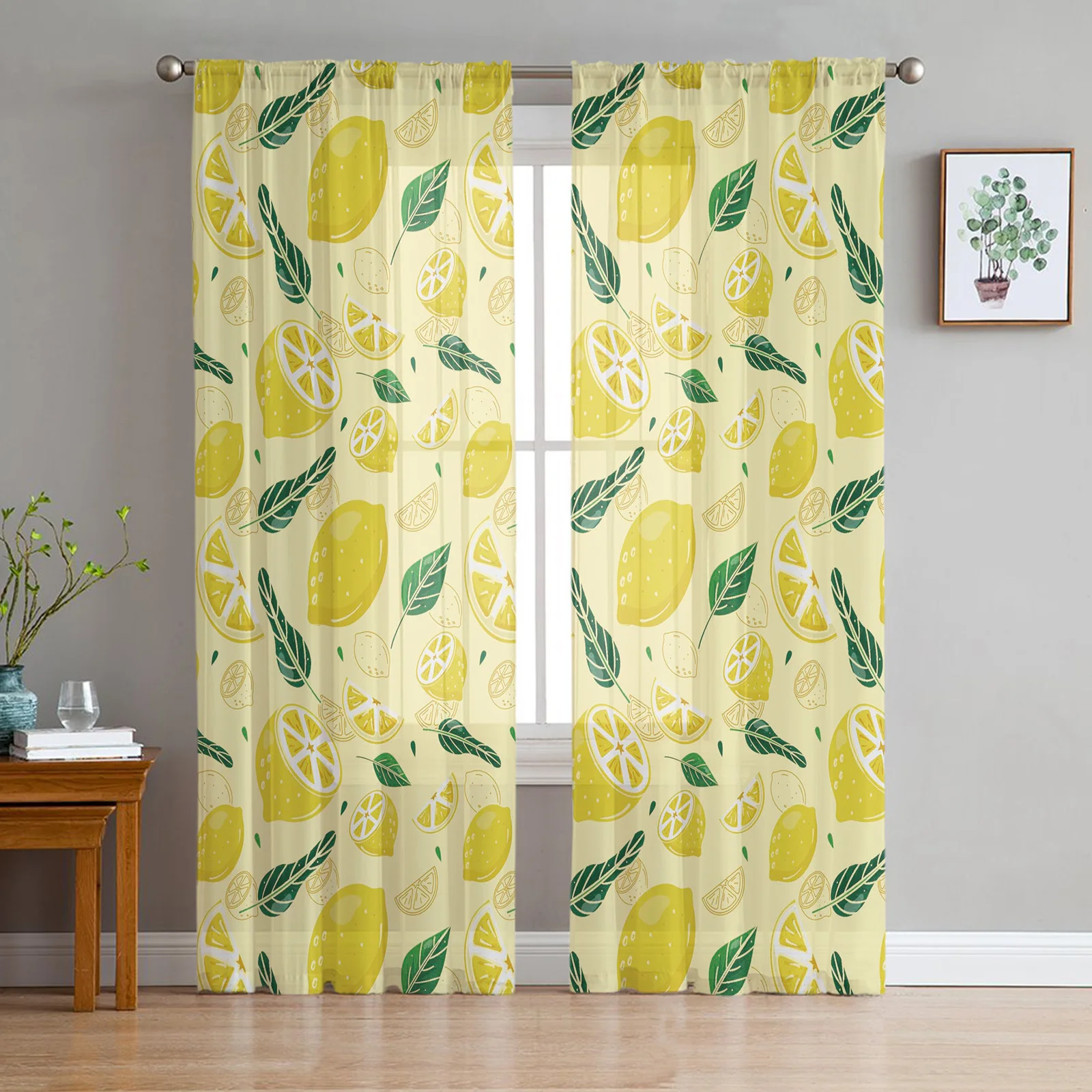 

Lemon Pattern Modern Curtain For Living Room Transparent Tulle Curtains Window Sheer For The Bedroom Accessories Decor