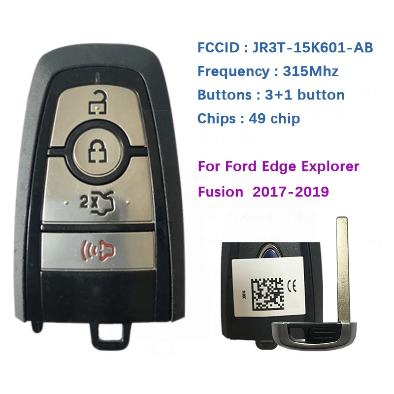 Cn180066 Aftermarket 4 ButtonSmart Key Prox telecomando senza chiave 315MHZ 164-R8159 FCCID JR3T-15K601-AB per Ford Fusion Mustang