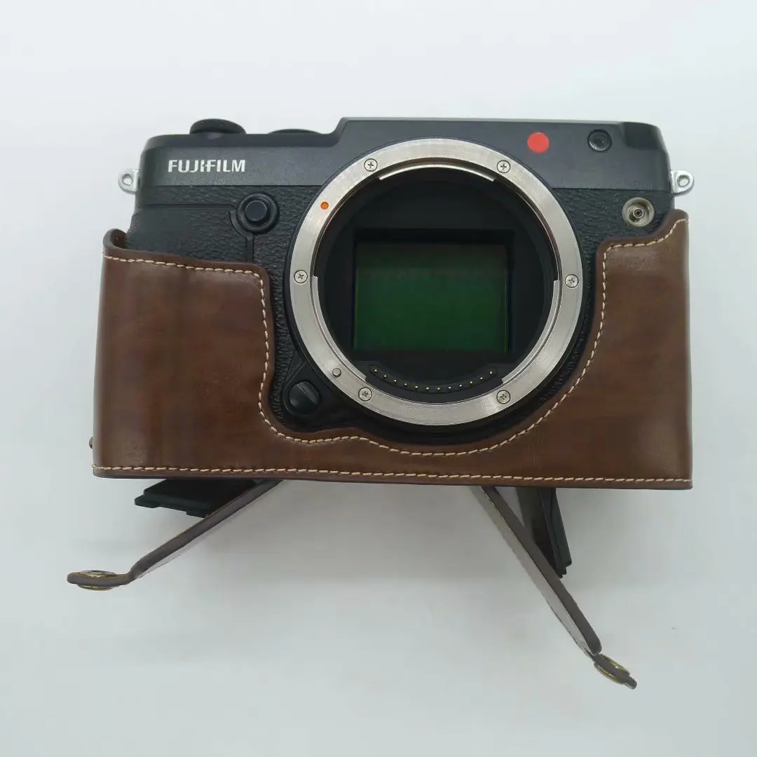 Funda protectora de media carcasa de cuero para Fuji GFX50S GFX50R 50S 50R bolsa para cámara Fuji GFX50S funda protectora