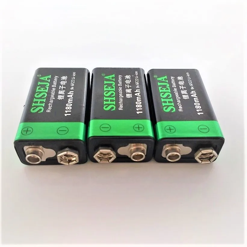 NEW 9v battery 1180mAh Li-ion 9 V Rechargeable Batteries For Smoke detectors Wireless Microphones  rechargeable battery