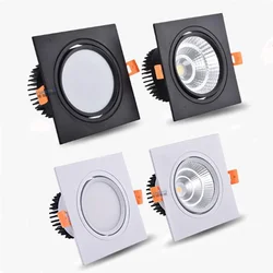 Luces LED empotradas de techo, 7w de Interior de focos de iluminación, 9w, 12w, 15w, 18w, AC110-220V, 4 tipos, regulables, cuadradas