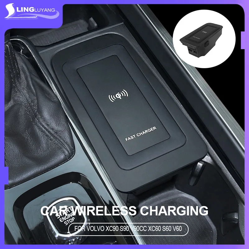 

For volvo xc60 s90 v90 new 2020 s60 v60 Car Wireless Charger Induction Fast Charging 2015 2016 2017 2018 2019 2023 xc90 2024 25