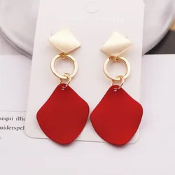 New Fashion Round Waterdrop Pendant Earrings for Women Geometric Metal Square Dangle Ear Jewelry oorbellen