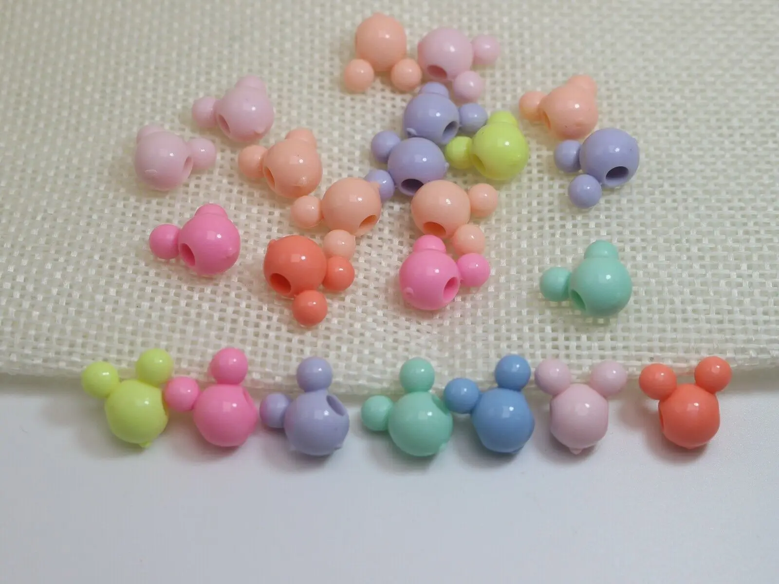 150pcs Mixed Color Various Style Acrylic Mouse Face Beads 12mm Jewelry Making