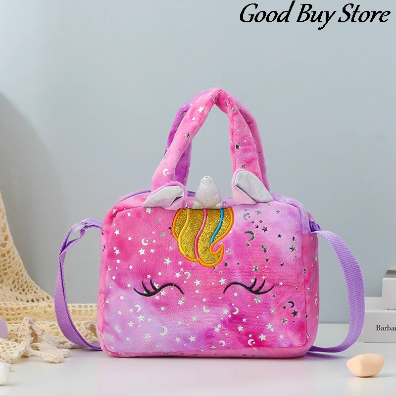 Children Unicorn Totes Soft Plush Animal Crossbody Bag Cute Handbags Girls Winter Shoulder Purse New Year Party Bags Fashion