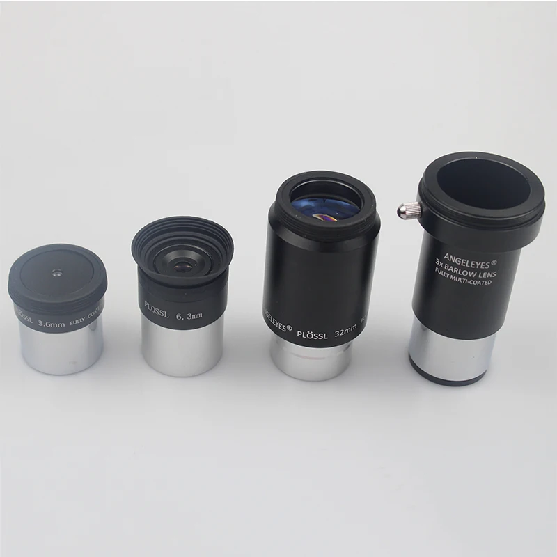 High Power HD Plossl Eyepiece Telescope Accessory Kit Multilayer Coating Glass Lens 3.6mm 6.3mm 32mm With 3x Barlow Lens Metal 