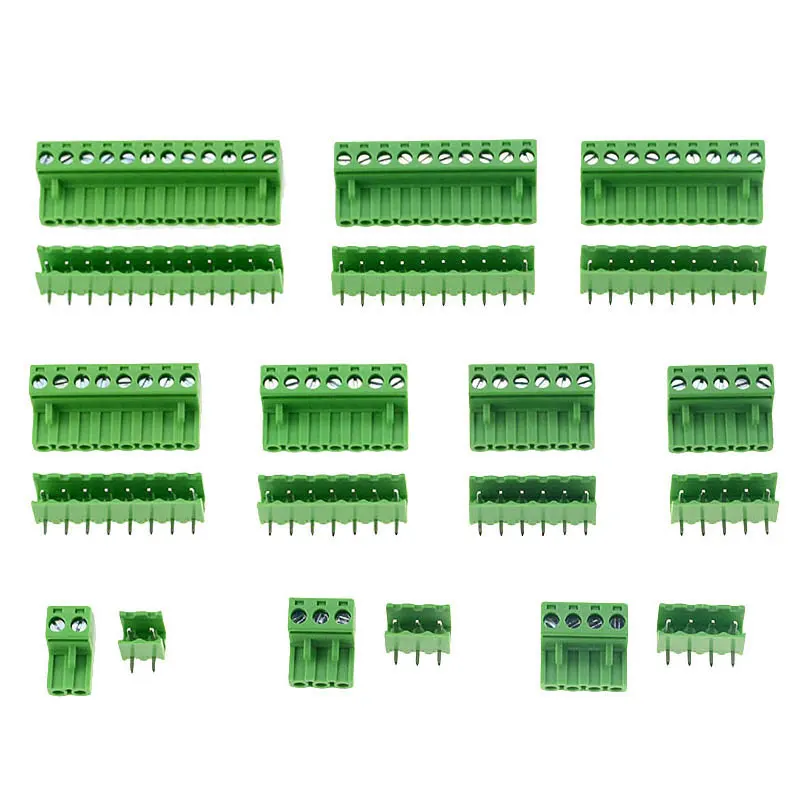 10sets HT5.08 Right Angle 2 3 4 5 6 7 8 9 10 12 pins Terminal plug type 300V 10A 5.08mm pitch PCB connector screw terminal block