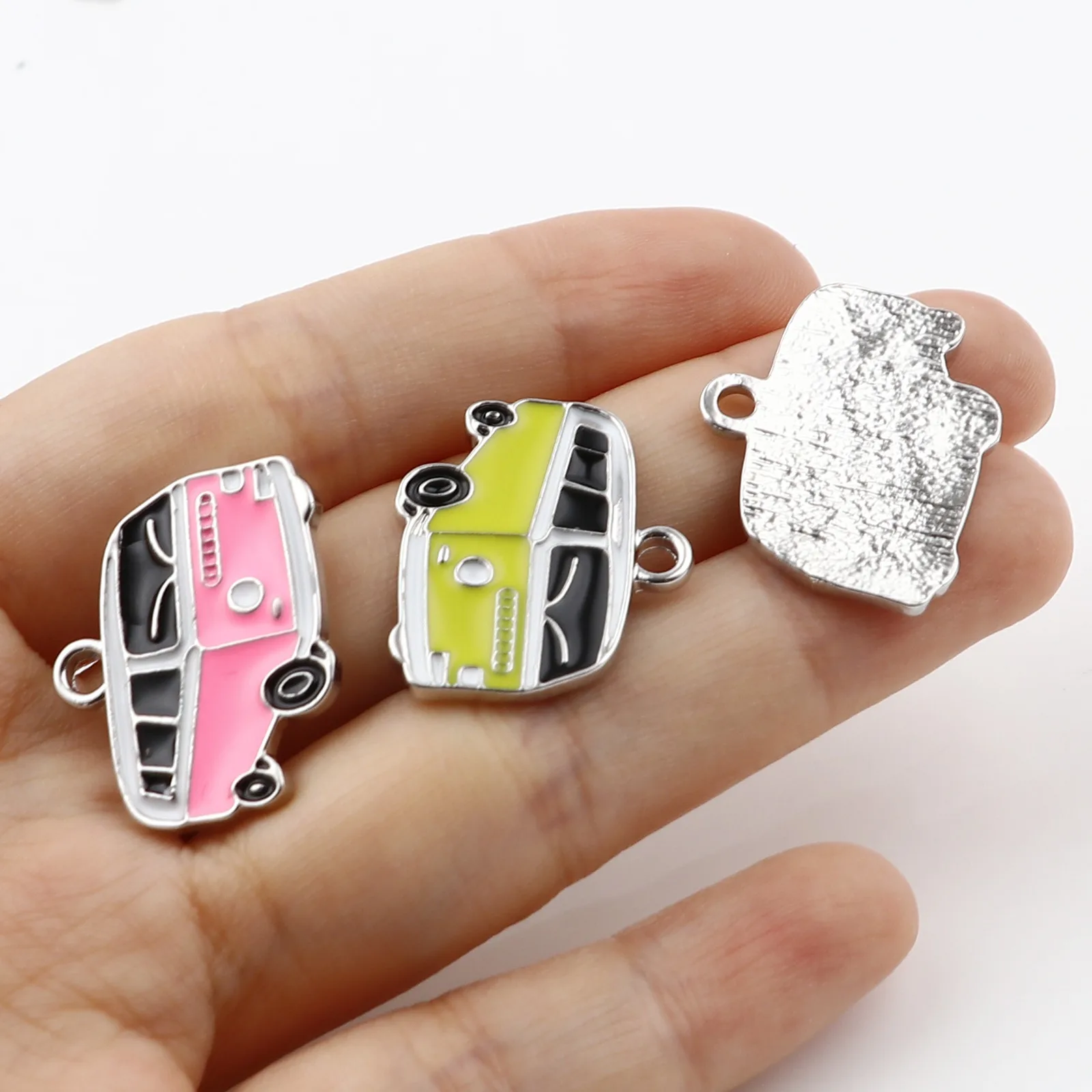 5 PCs Cartoon Car Series Charms Pendant For Necklace Making Zinc Based Alloy Pendant Bus Enamel Charms DIY Hademake Jewelry