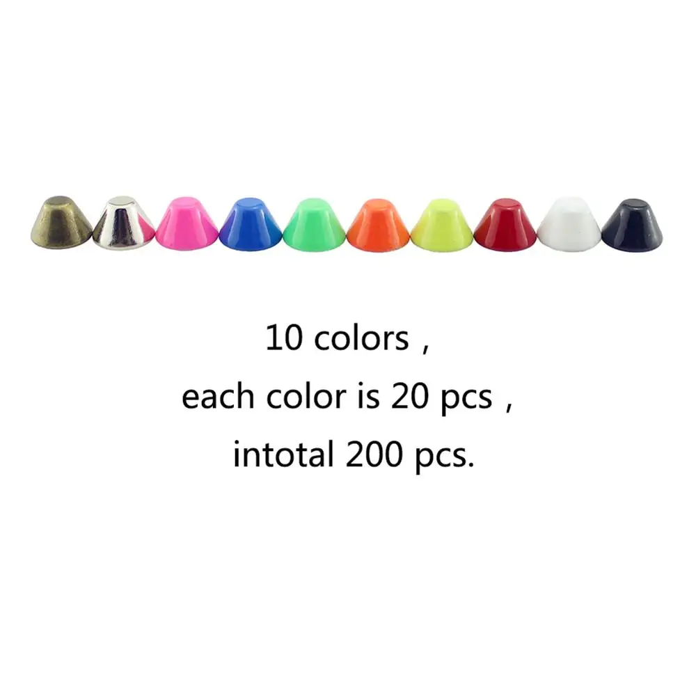 200Sets Colorful Painted 10mm Punk Bucket Rivets For Leather Craft Studs And Spikes For Clothing DIY Accessory For Shoes Bags