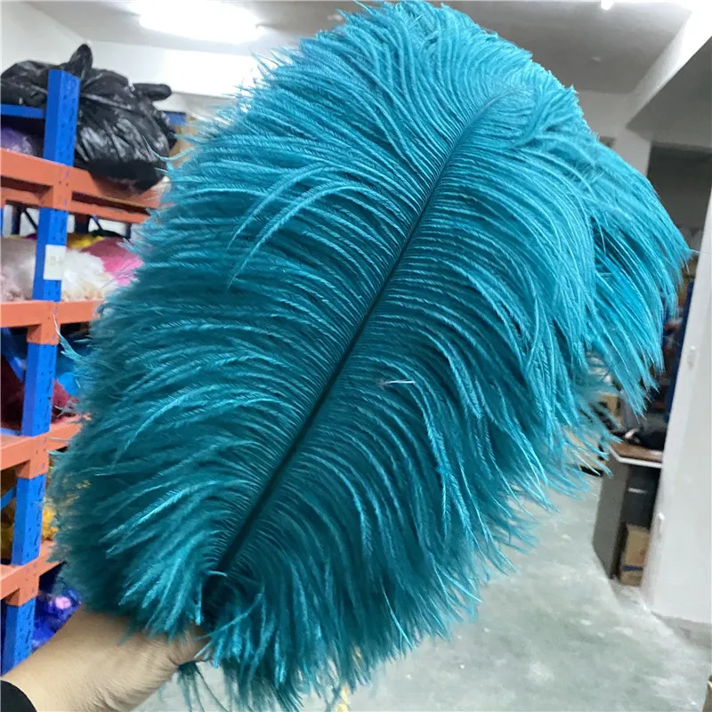 

wholesale 50pcs/lot high quality ostrich feather Hole blue 18-20nches/45-50cm Jewelry carnival Wedding diy For plume