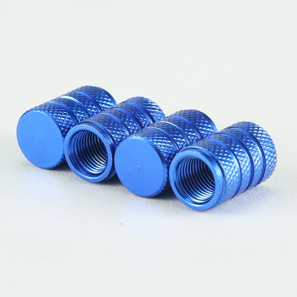DSYCAR 4Pcs Silber Auto Reifen Ventil Vorbauten Cap Rändelung Stil Reifen Ventil Kappe Aluminium Reifen Rad Stem Air Ventil kappe für UNS Schrader – Detail 14