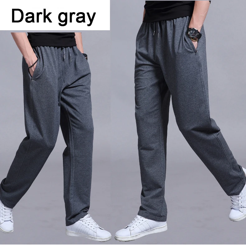 Men Autumn Summer Sports Running Pants Pockets Training Elastic Waist Jogging Casual Trousers Sweatpants Solid Fitness fattening