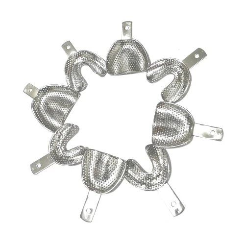 Imagen 2 del producto Bandejas dentales edentulous de acero inoxidable, bandejas de impresión perforadas, bandejas de impresión, bandejas no oclusal, 4 tamaños