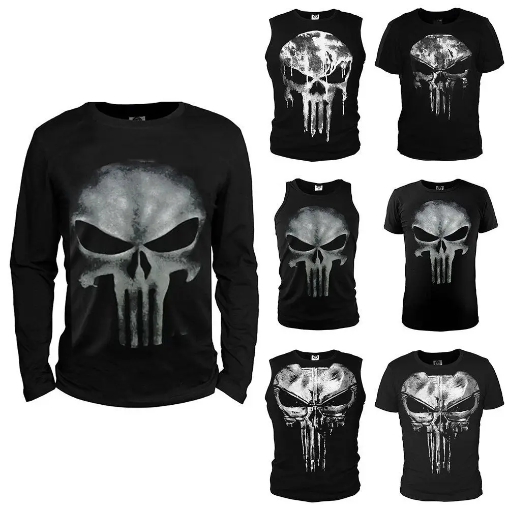 NEW Punisher rashguard camicia da corsa T-shirt da uomo camicie a compressione a manica lunga T-shirt da palestra Fitness Sport Shirt uomo