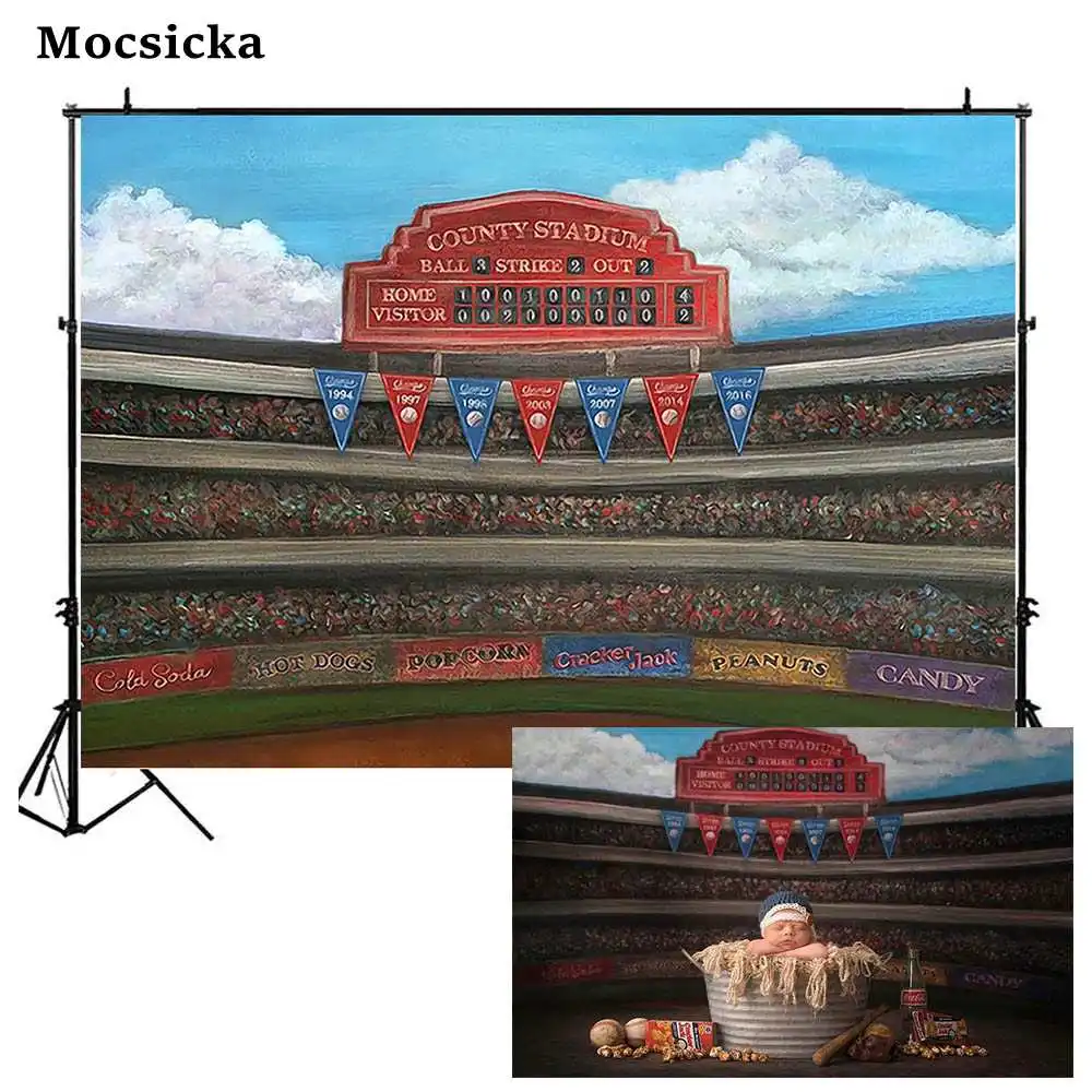 

Mocsicka Baseball Field Background Baby Portrait Photography Backdrop for Photo Studio Sports Child Party Wallpapers Photo Shoot