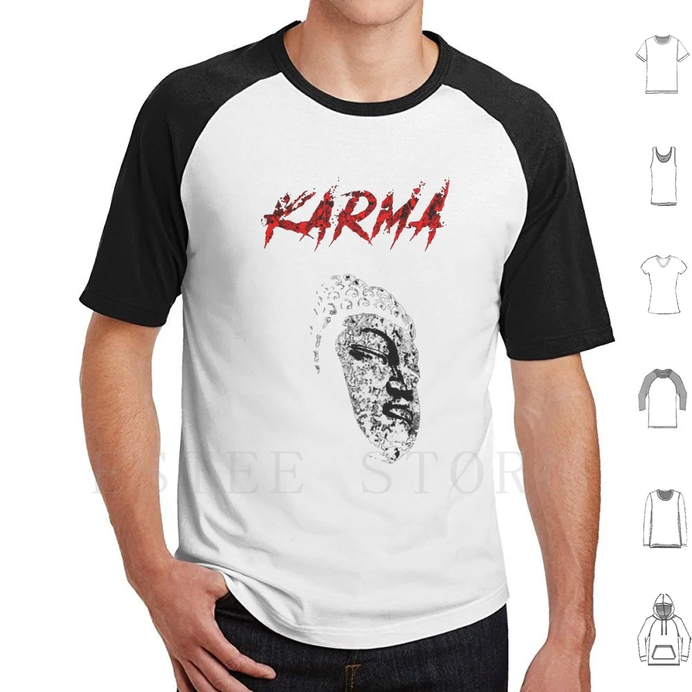 Karma Buddha Stencil Design T Shirt Cotton Men DIY Print Karma Buddha Stencil Design Karma Buddha Buddhism Buddha Stencil
