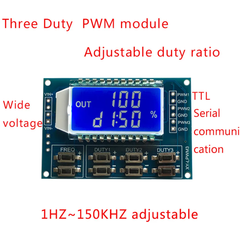 3 Channel LCD Backlight Digital Signal Generator Square Wave PWM Pulse Frequency Duty Ratio Adjustable Module 1Hz-150Khz