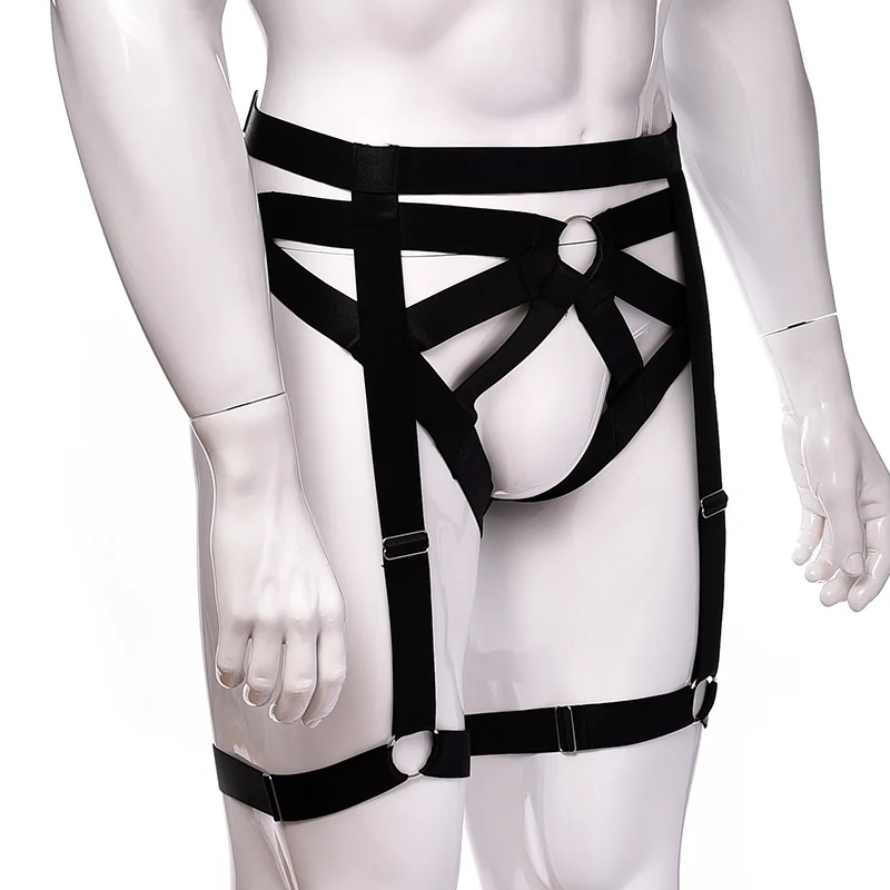 Men Body Harness Belt Elastic Stockings Garter Fetish Club Rave Sexy Lingerie Adjust Bandage Body Cage Gothic Gay Harness Garter