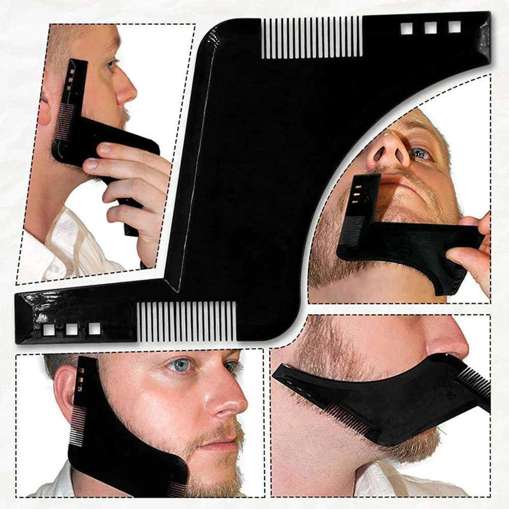 Hot 1PCS High Quality Beard Shaping Styling Template PLUS Beard Comb All-In-One Tool ABS Comb for Hair Beard Trim Comb