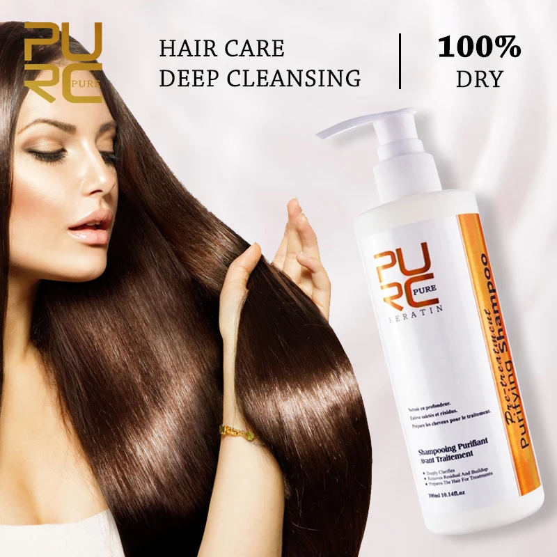 PURC Straighten Hair Before Keratin Shampoo Hair Cleaning Purifying Scalp Treatment 300Ml Professional Curly Hair Repair Damaged