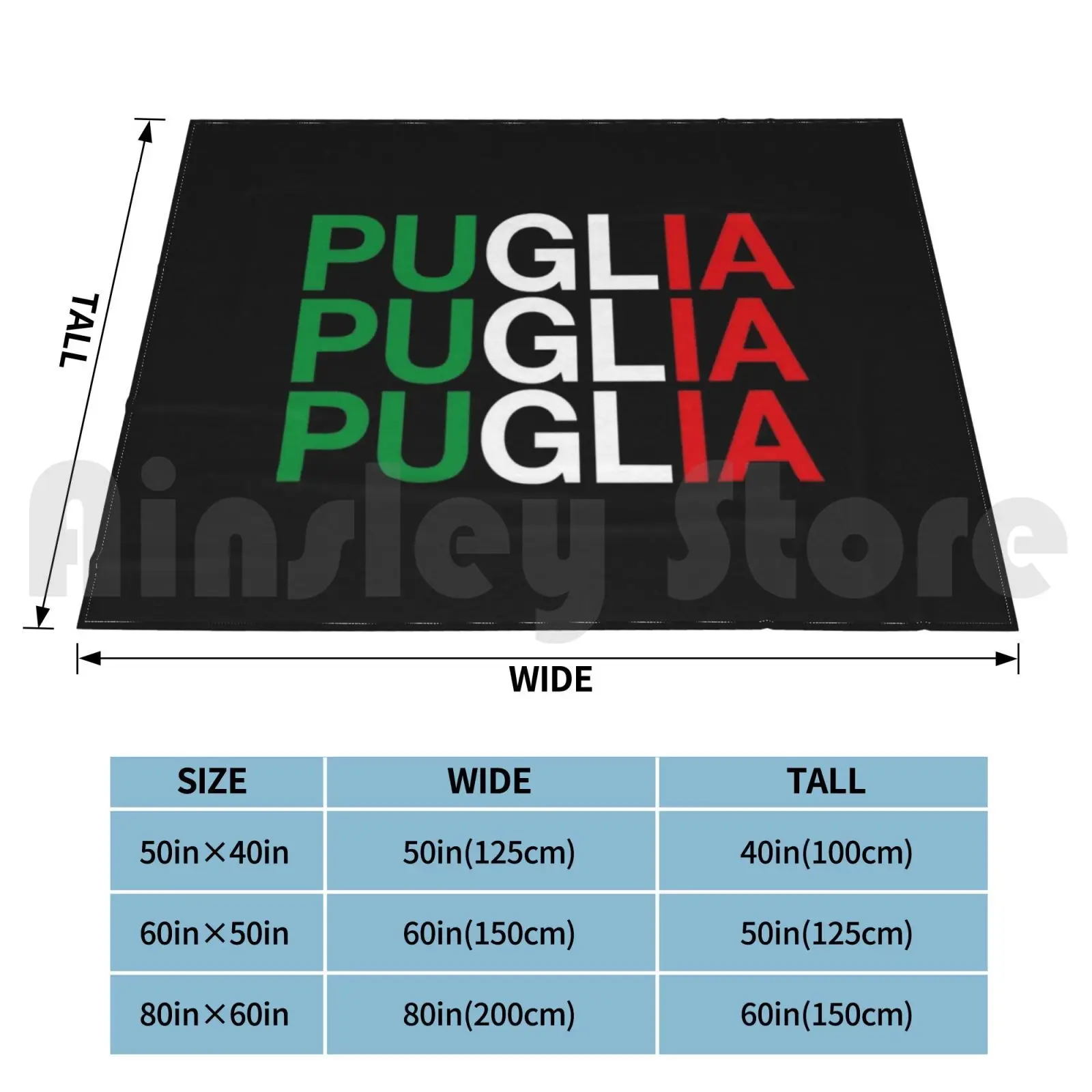 بطانية العلم الإيطالي Puglia أزياء مخصصة Puglia إيطاليا إيطاليا باري نموذج البحر الأدرياتيكي الأخضر #2