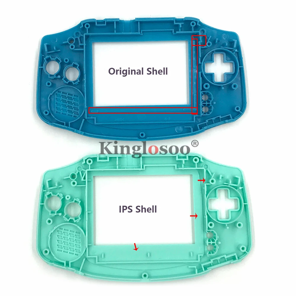 Kit de carcasa precortada para consola GBA, carcasa de repuesto para Game boy Advance, color blanco, IPS, V2