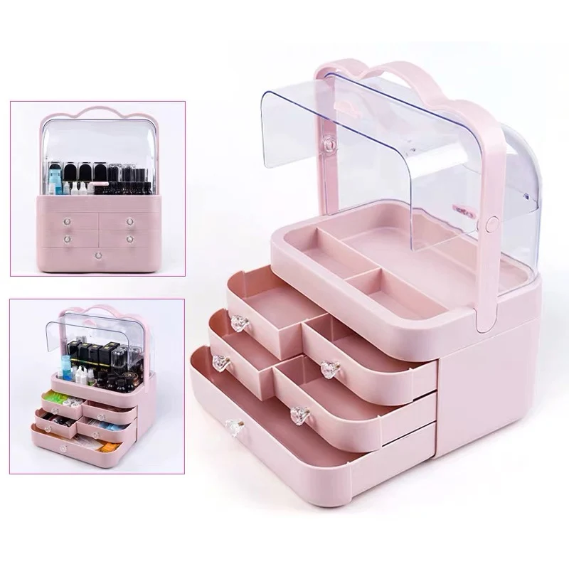 Women easy to carry Cosmetic case,Nails Makeup Toolbox,Multiple drawers Beauty Box Luggage Suitcase Girl Tattoo nail kit handbag