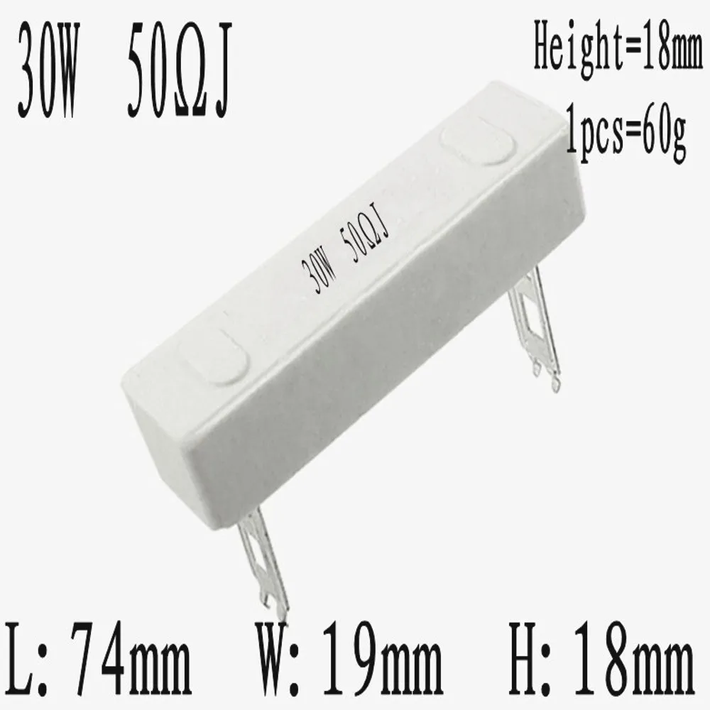 10PCS 30W Keramik Zement Widerstand 0,1 R 0,5 R 1R 1,5 R 2R 2,5 R 3R 3,3 R 4R 5R 6R 8R 10R 15R 20R 30R 50R 100R 150R 200R 300R 500R 1K – Detail 1
