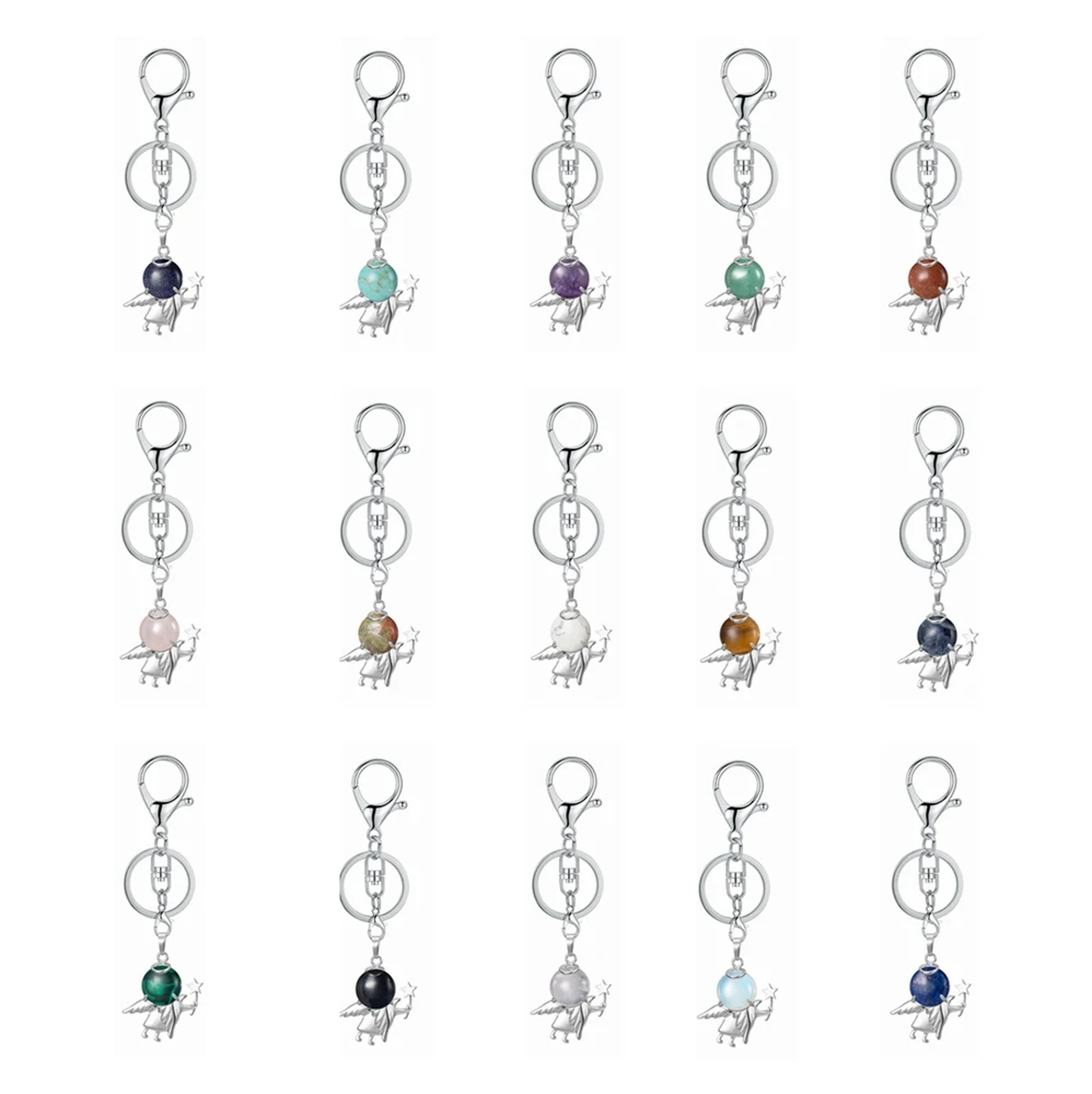 QIMOSHI Fairy Shape Custom Pendant  Bag Door  Car Keychain Women Stone Angle Wing Magic Wand Crystal Key Chain Keyring