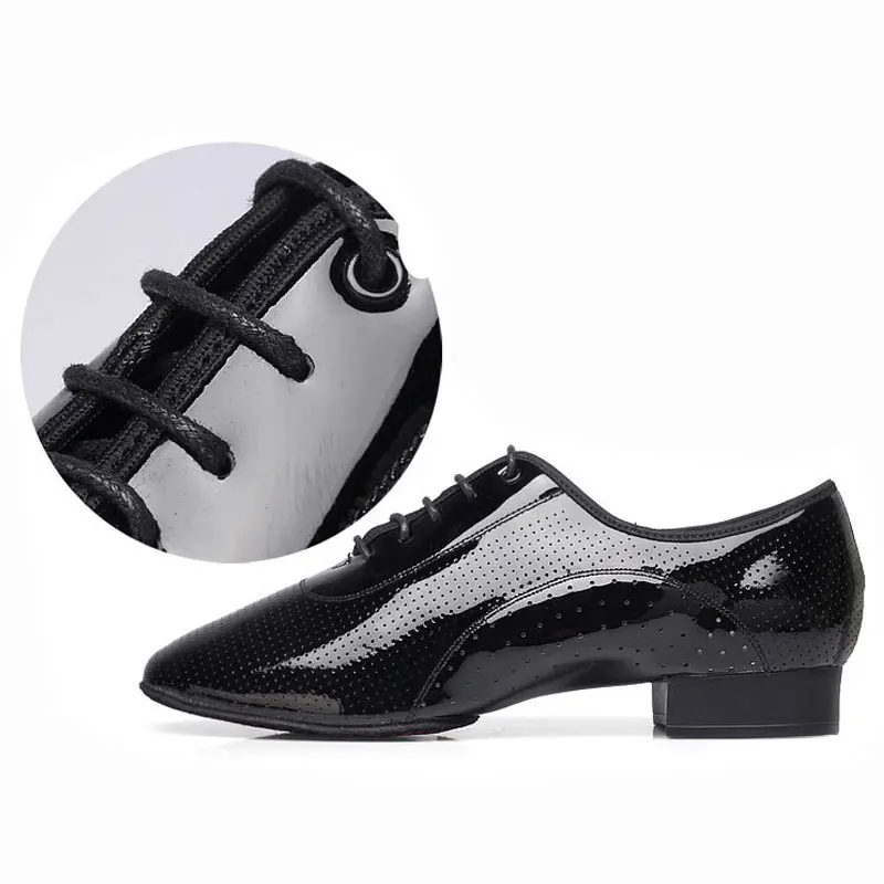 Latin Dance Shoes Men Standard Ballroom Dance Shoes Black Genuine Leather Practice Competition Male Salsa Modern Dancing Shoe