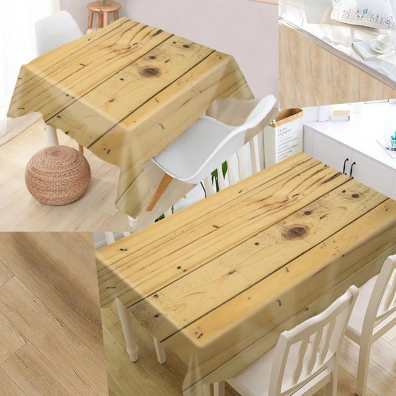 

New Arrival Custom Wood Table Cloth Waterproof Oxford Fabric Rectangular Tablecloth Home Party Tablecloth 0918