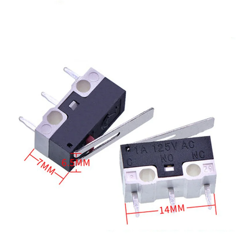 5Pcs Micro Limit Switch Momentary Push Button Switch 1A 125V AC Mouse Switch 3Pins Long Handle Roller Lever Arm SPDT 12*6*6mm