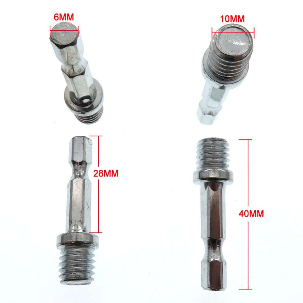 2 pz 1/4 "M10/M14 esagono adattatore biella trapano mandrino lucidatura disco esagonale biella accessorio di perforazione del metallo