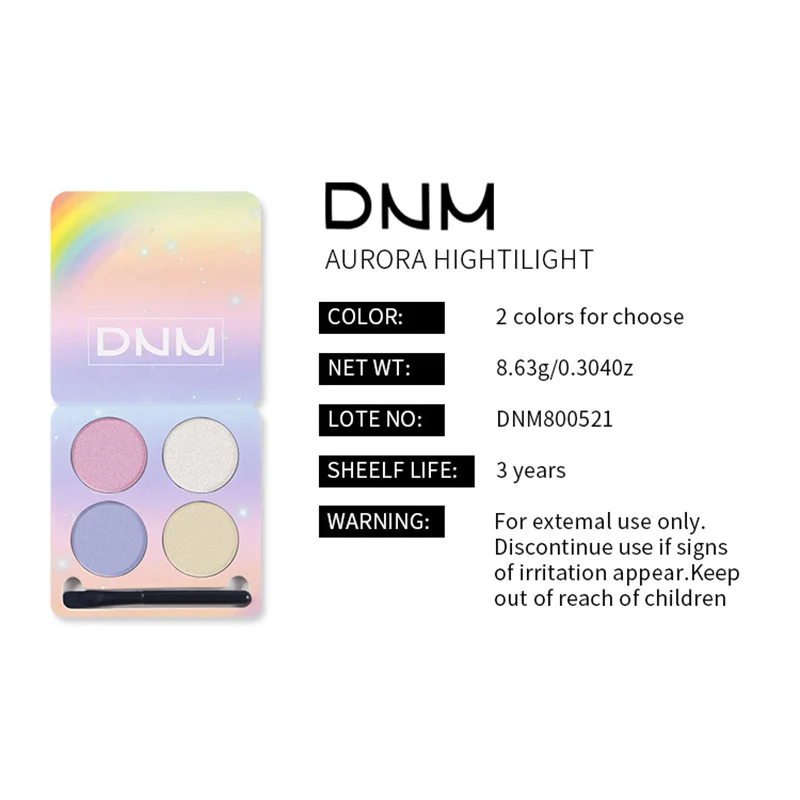 DNM 4 Colors New Facial Makeup Natural Glitter Eyeshadow Palette With Brush Shimmer Highlighter Face contour Nude Cosmetic TSLM2