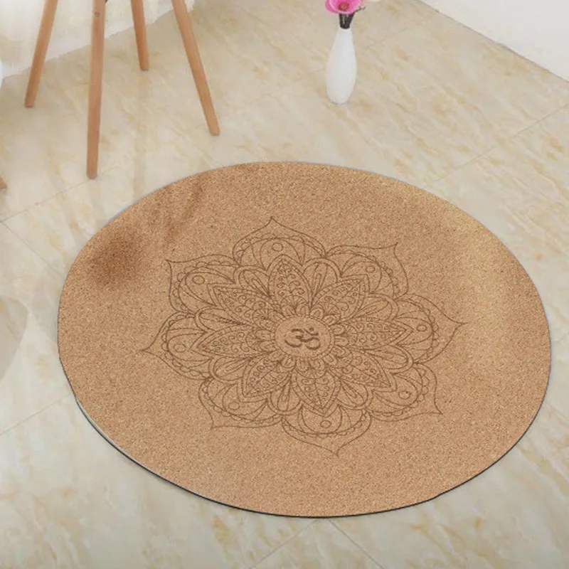 Yoga Mat Little Round Cork Rubber 60x60cmx3mm Non Slip Yoga Cushion Meditation Cushion Pad Pilates Pad for Home Outdoor YS-BUY