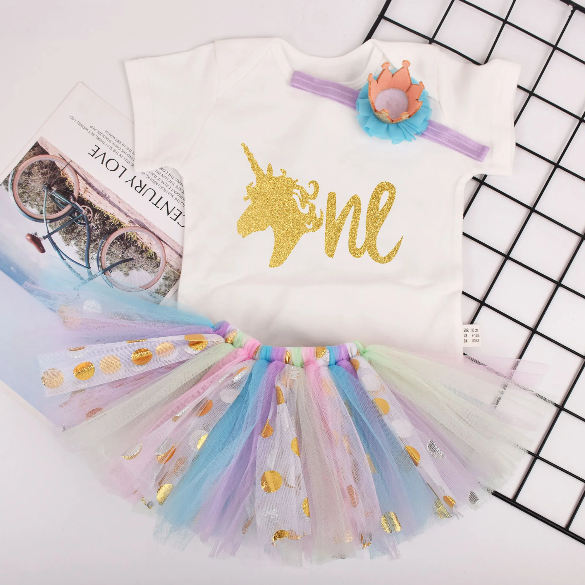 

Baby Girl Unicorn Birthday Tutu outfit 1st Birthday Party costume Baby Shower Party Birthday Tutu Outfit 3pcs/set 0-24M