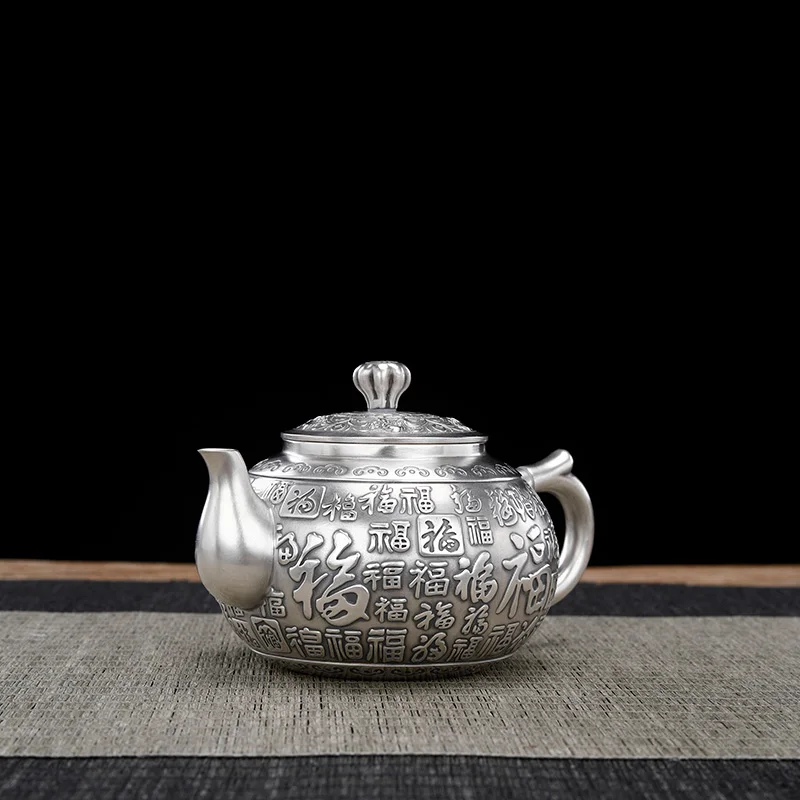 Baifu Xinjing Silver Teapot S999 Pure Silver Teapot Zuyin Handmade Tea Set Kungfu Kettle