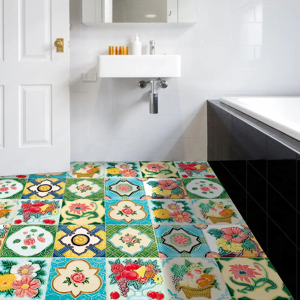 10/15/20cm Mandala Style Matte Surface Tile Sticker Peel & Stick Decoration Film For Tiles /Ground in Kitchen Wardrobe Wallpaper