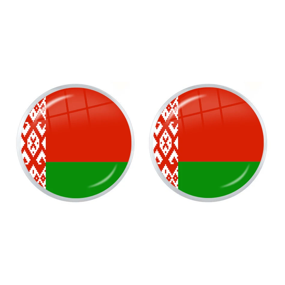 Sardova,Nicaragua,Mauritius,Honduras,Haiti,Togo,Bhutan,Belarus,Belize National Flag Glass Dome Stud Earrings Jewelry For Women