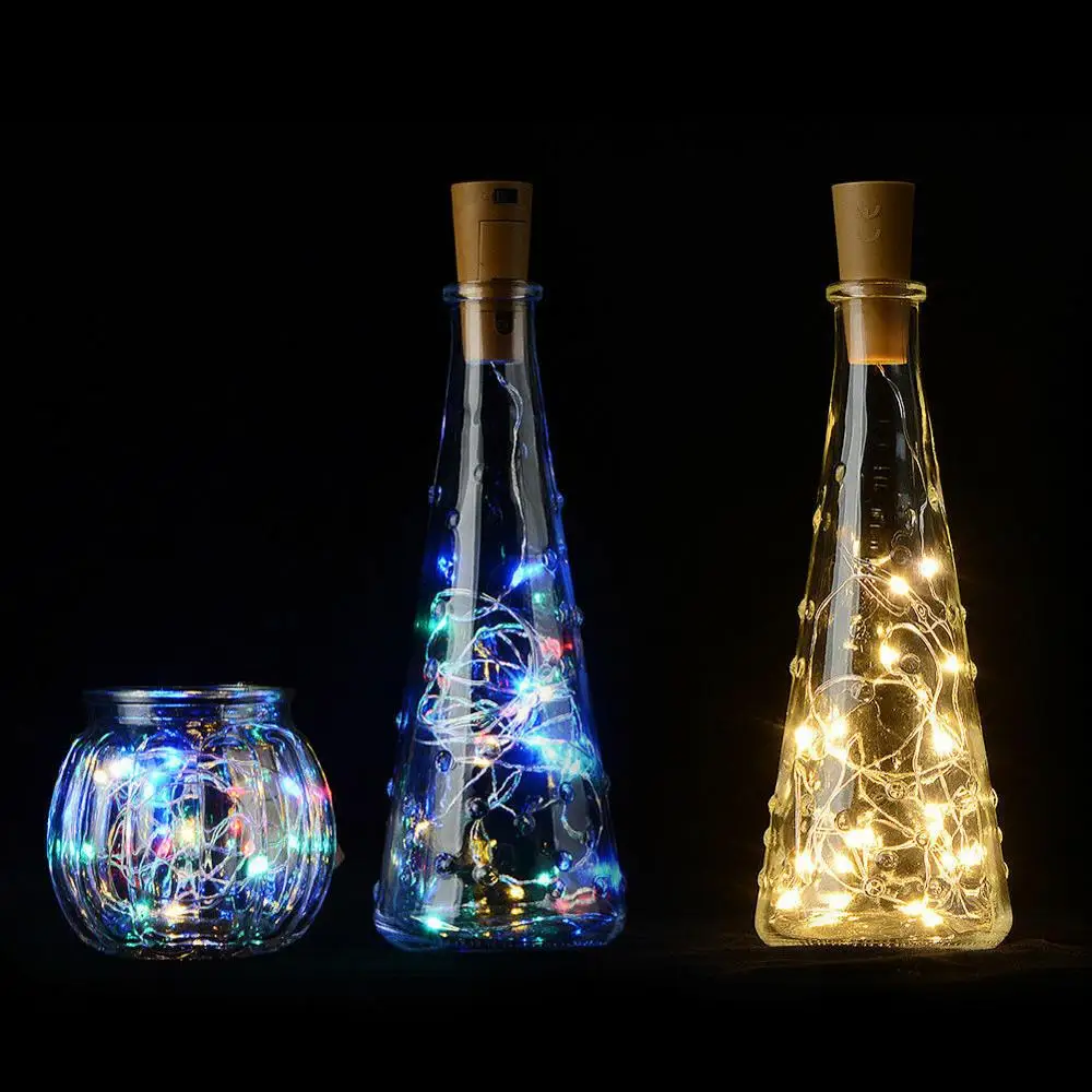 50 pçs/lote prata fio de cobre corda 1m 10led cortiça em forma de luz de fadas garrafa de vinho para artesanato de vidro decoração de festa de natal