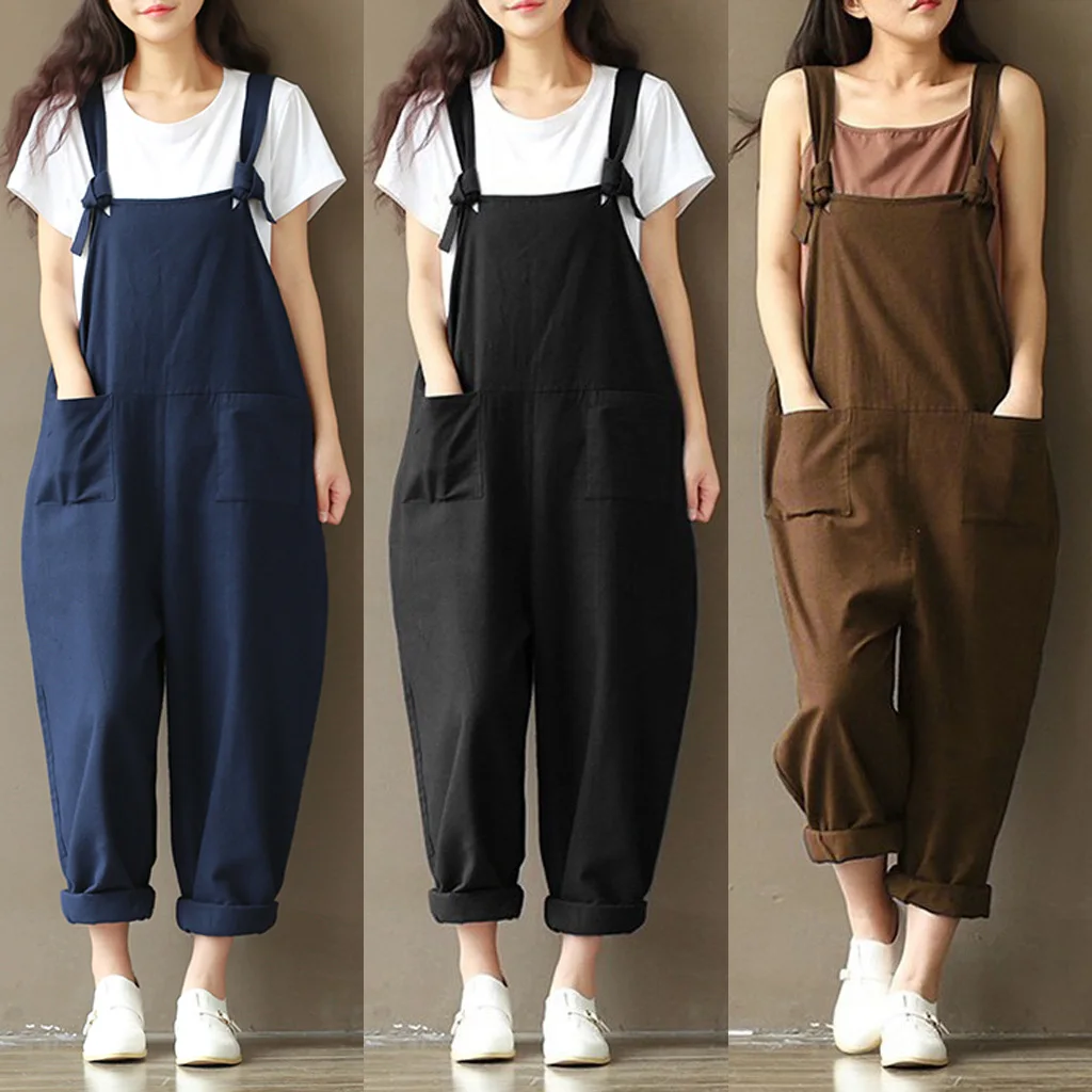 

Spring autumn fashion harem pants ladies overall pants casual jumpsuit loose solid color jumpsuit overalls overalls plus size