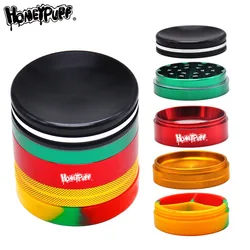 Fashion 63MM Stash Grinder Silicone Storage Jar 5 Layers Metal Rasta Aluminum Tobacco Grinder Herbal Crusher Smoking Accessories