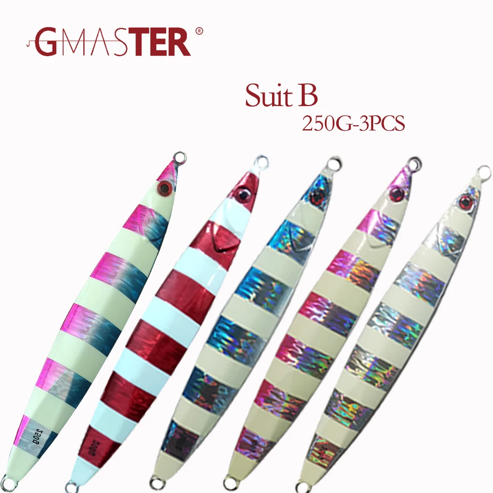 

GMASTER Fast/Slow suit Jigging Lure 250g six differenct suits Lead jig strong glow and Japan laser artificial Fishing Lure