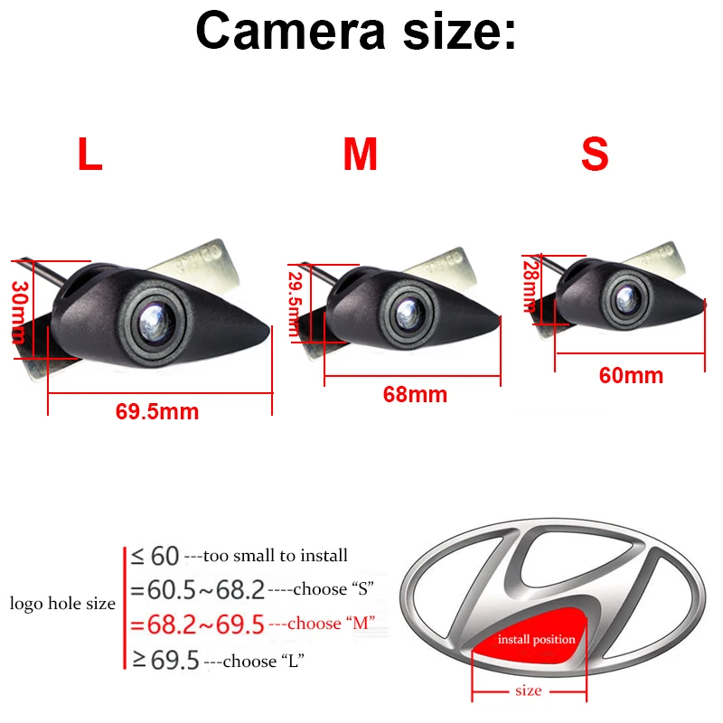 1920*1080P AHD Night Vision Vehicle Front View Logo Camera For Hyundai Elantra Verna Solaris Tucson IX35 Santa Fe I20 I30 I40