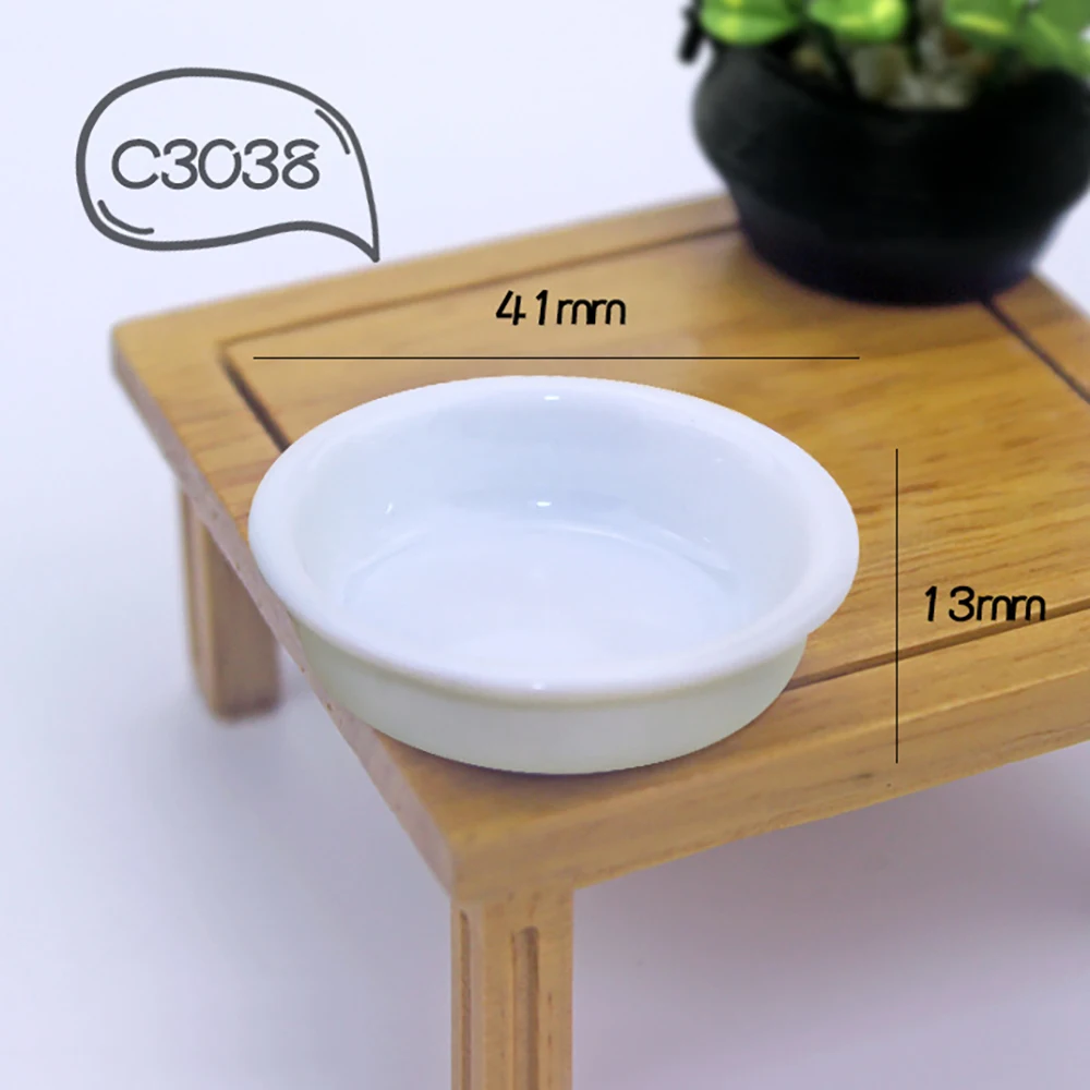 1Pcs 1/12 Dollhouse Miniature Accessories Mini Ceramic Soup Pot Simulation Food Dish Model Toys for Doll House Decoration