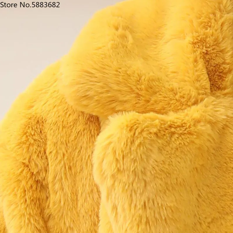 Faux Rabbit Fur Coats Women Autumn Winter Fashion Faux Fur Coat Plus Size Female Plush Coats Elegant Thick Warm Fur coat