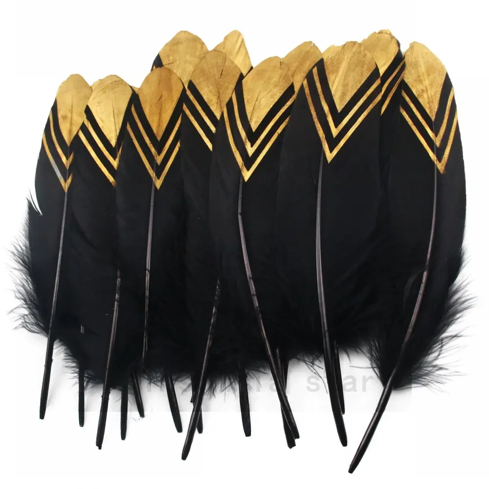 Gold Dipped 13-18CM Goose Feathers For Decoration Handicraft Accessories DIY Pluma