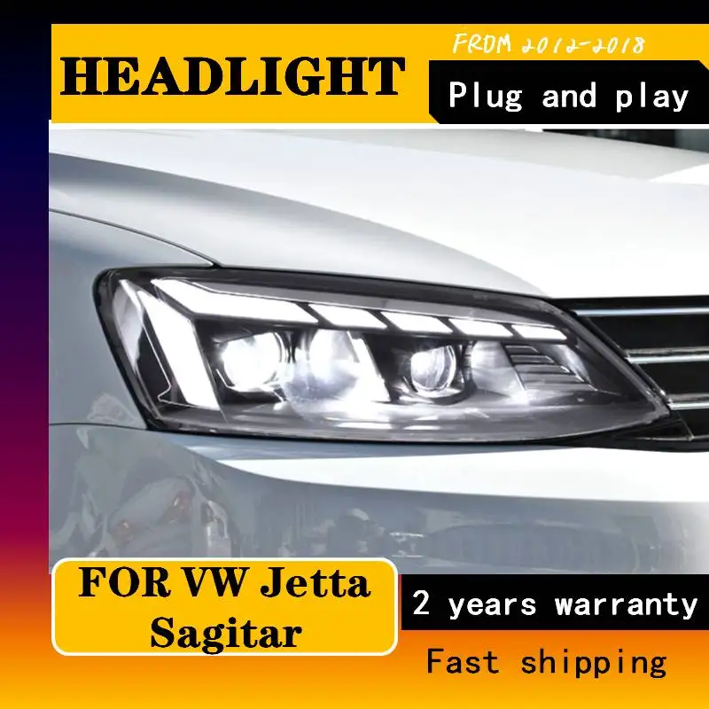 Car Styling For Jetta Sagitar MK6 2012-2018 Headlight  Fog Lamp Turn Signal Light Low and High Beam Projector Lens Assembly