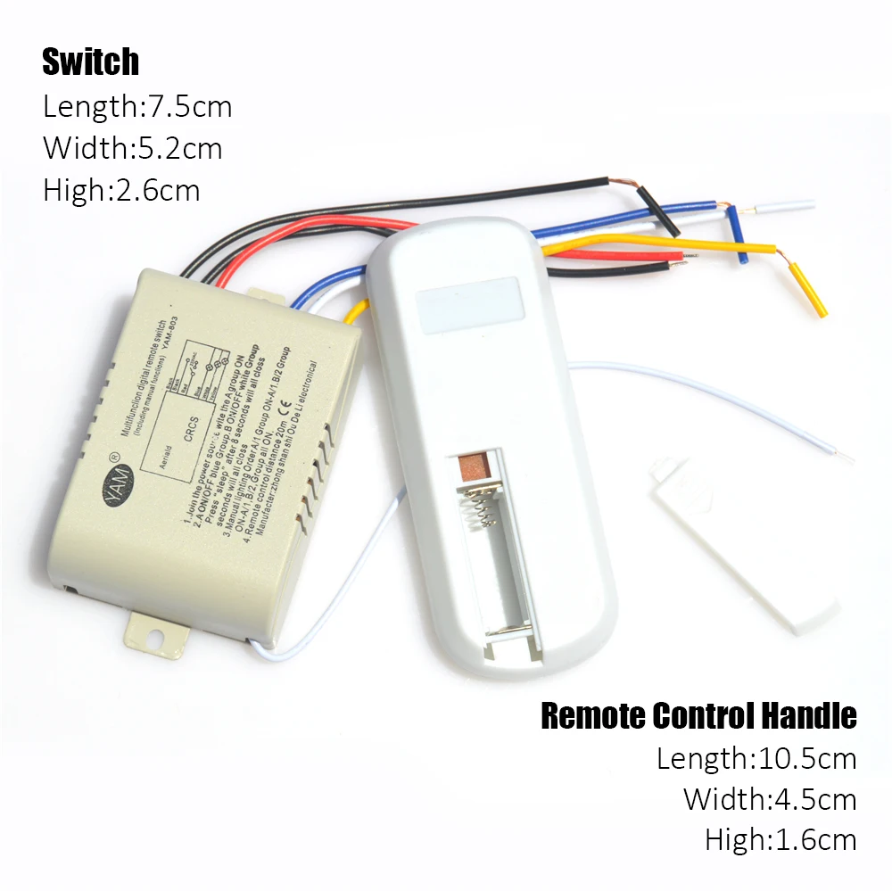 Wireless ON/OFF 1/2/3/4 Ways 220V Lamp Remote Control Switch Receiver Transmitter Controller Indoor Lamp Home Replacements Parts